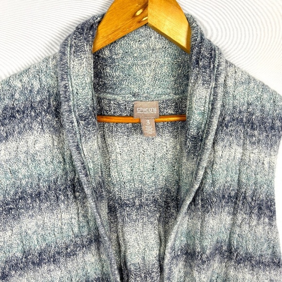 Chico's Sweater Vest Sz 3 (XL) Longline Office Boho Fall Chunky Cotton Lagenlook - Picture 2 of 9